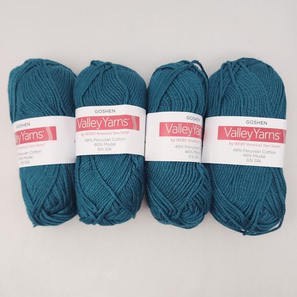 4 Valley Yarns Goshen Pacific Teal Green 0023, 92 Yard 50g Cotton Modal Silk NWT - Picture 1 of 6